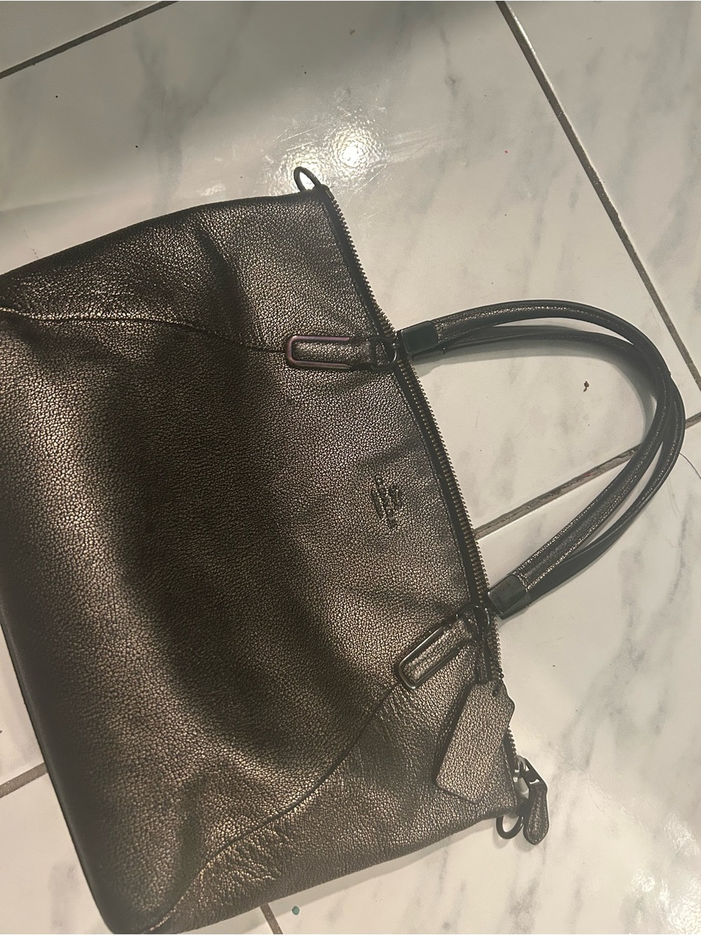 Women's gold Leather Tote Bag - coach